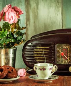 Vintage Coffee And Radio paint by number