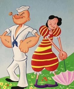 Vintage Popeye And Olive paint by numbers