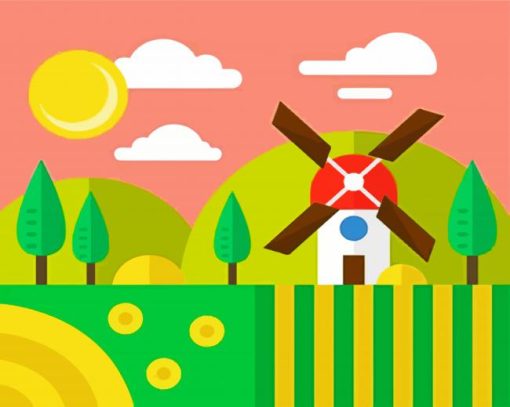 Windmill Illustration paint by number