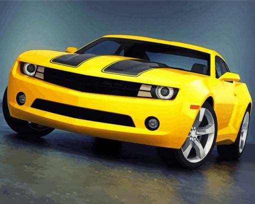 Yellow Camaro paint by number