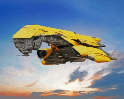 Yellow Spaceship paint by numbers