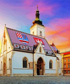 Zagreb St Mark Church paint by numbers