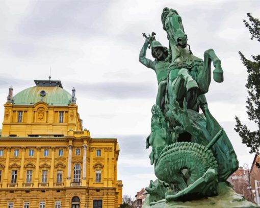 Zagreb Statue paint by numbers