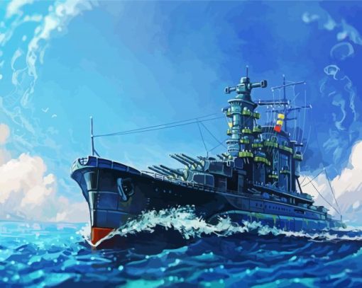 Battleships In The Ocean paint by number