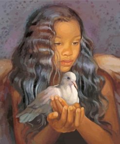 Black Girl Angel Holding A Dove paint by number