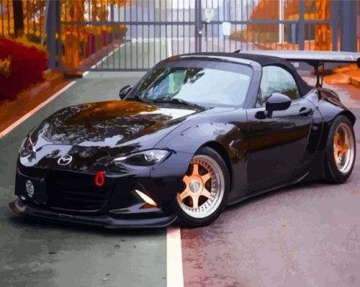 Black Mazda Mx5 Car paint by number