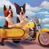 Boston Terrier Riding A Motorcycle paint by number