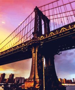 Brooklyn Bridge At Sunset paint by number