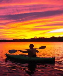 Canoeing At Sunset paint by number