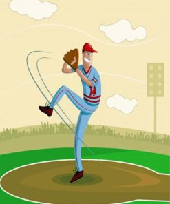 Cartoon Baseball Pitcher paint by number