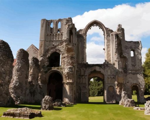 Castle Acre Castle Acre Priory Norfolk paint by number