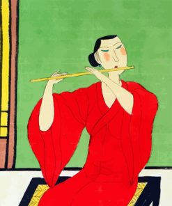 Chinese Woman Playing Flute paint by number