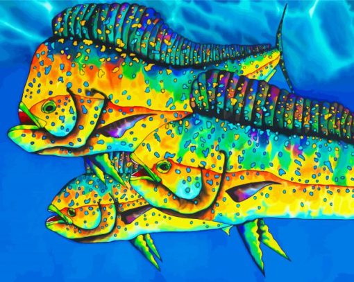 Colorful Mahi Mahi Fish paint by number