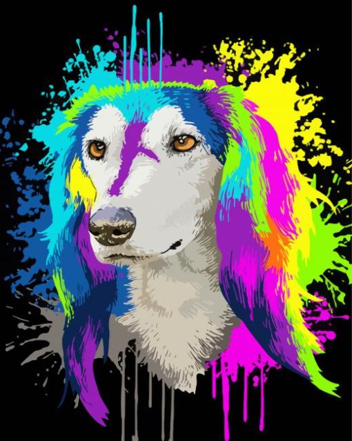 Colors Splash Saluki Dog paint by number