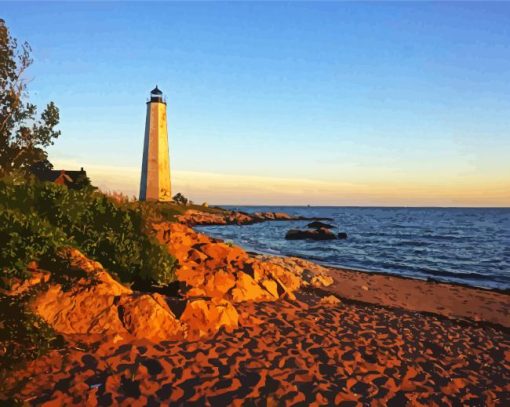 Connecticut Five Mile Point Lighthouse paint by number