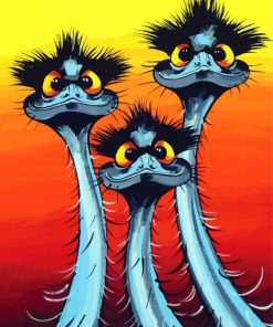 Emus Birds Art paint by number