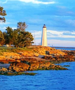 Five Mile Point Lighthouse Connecticut paint by number