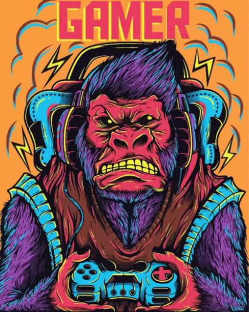 Gamer Monkey paint by number