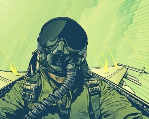 Illustration Fighter Pilot paint by number