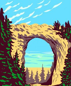 Illustration Mackinac Arch Rock paint by number