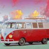 Kombi Van At The Beach paint by number