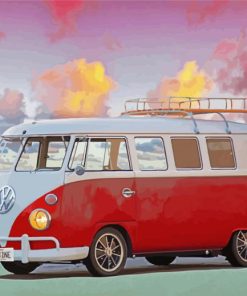 Kombi Van At The Beach paint by number