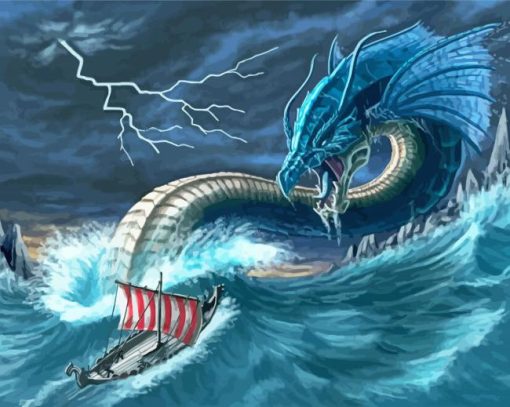 Leviathan Sea Serpent paint by number