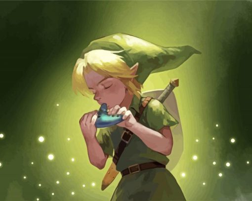 Link Playing Ocarina Legend Of Zelda paint by number