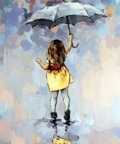 Little Girl Holding Umbrella paint by number