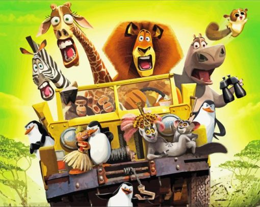 Madagascar Escape Animated Movie paint by number