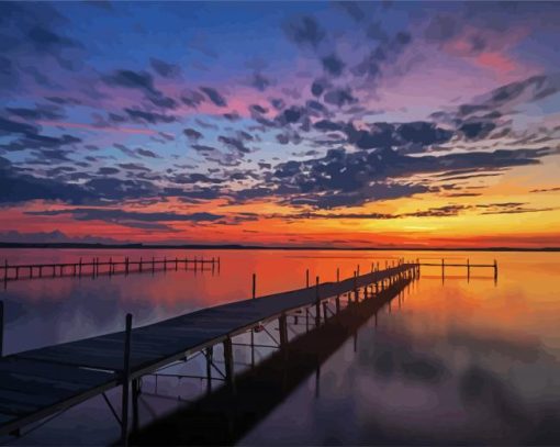 Madison Sunset At Lake Mendota paint by number