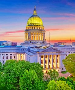 Madison Wisconsin State Capitol At Sunset paint by number