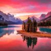 Maligne Lake At Sunset paint by number