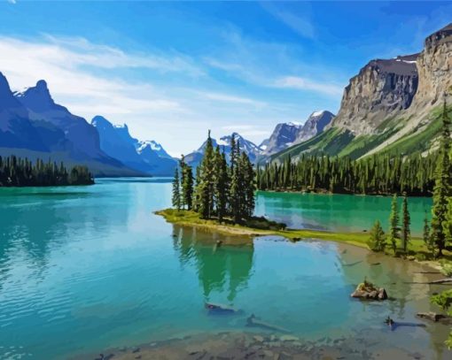 Maligne Lake paint by number