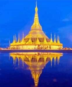 Myanmar Shwedagon Pagoda Water Reflection paint by numbers