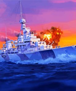 Military Battleship paint by number