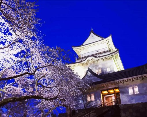 Odawara Castle Cherry Blossom paint by number