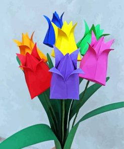 Origami Tulips Bouquet paint by number