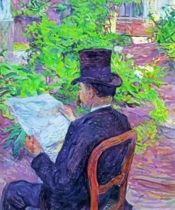 Reading Newspaper Lautrec Art paint by number