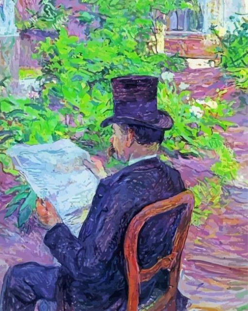 Reading Newspaper Lautrec Art paint by number