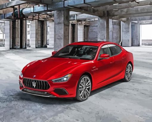 Red Maserati Car paint by number