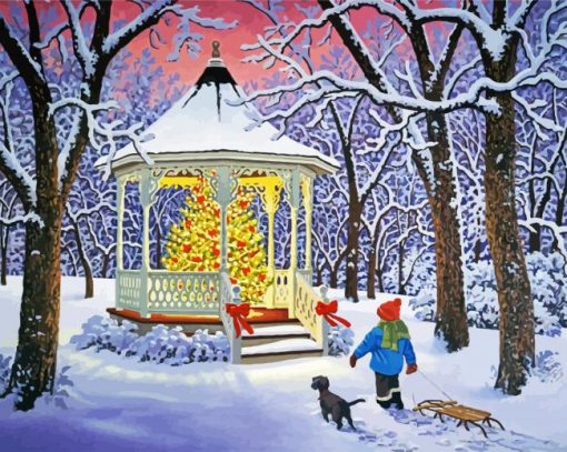 Snow Christmas Gazebo paint by numbers