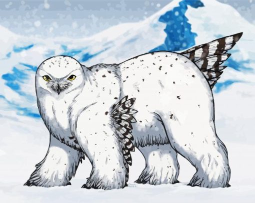 Snowy Polar Owl Bear paint by numbers