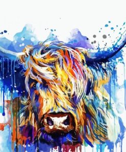 Splatter Highland Cow Head paint by number