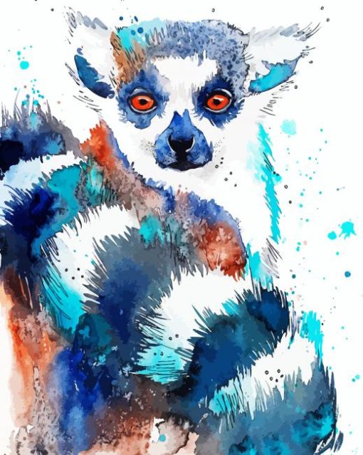 Splatter Lemur paint by numbers