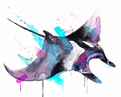 Splatter Manta Rays Art paint by number