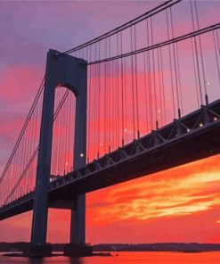 Sunset At Brooklyn Bridge paint by number