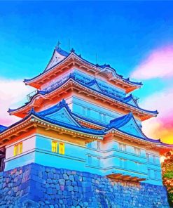 Sunset At Odawara Castle paint by number