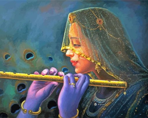 The Flute Player Woman paint by number