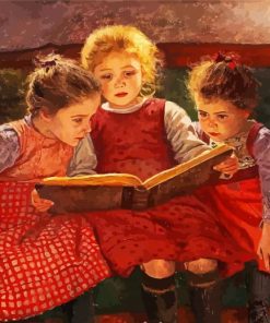 Three Sisters Reading Book paint by number